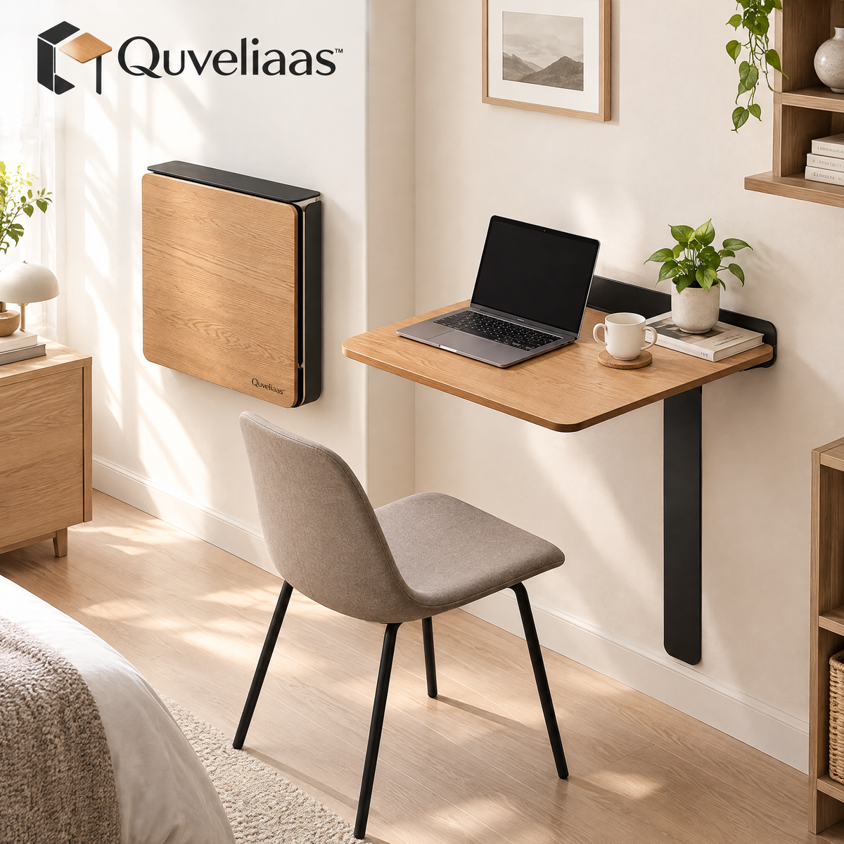Quveliaas™ Wall-Mounted Folding Desk | Space-Saving Work Surface for Small Spaces image 1