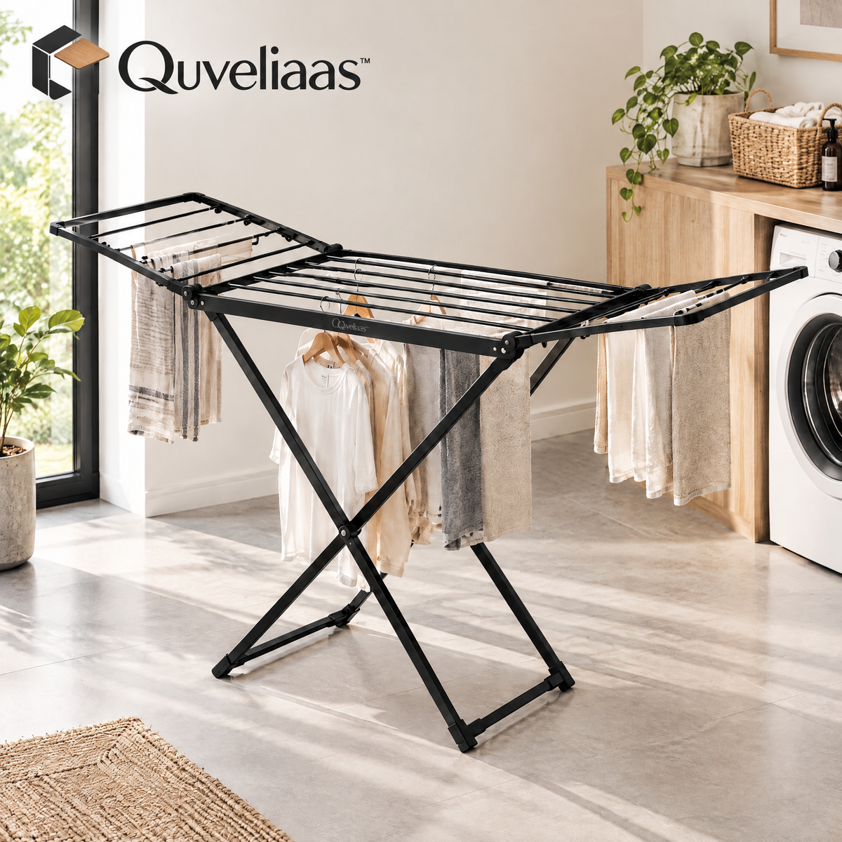 Quveliaas™ Folding Laundry Drying Rack | Spacious Drying Space with Metal Frame image 1