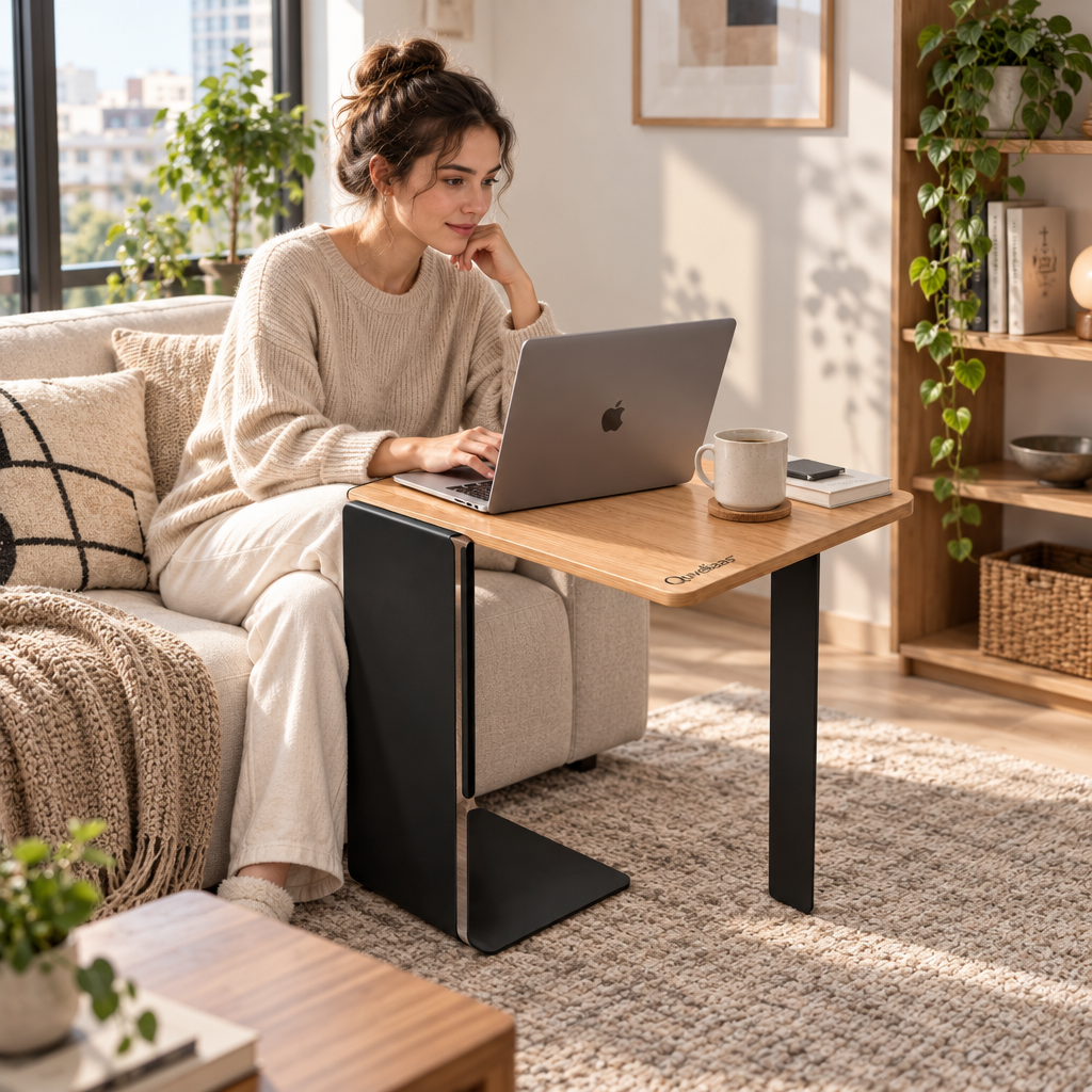 Quveliaas™ Foldable Sofa Side Table | Space-Saving Table with Wood-Look Top image 2