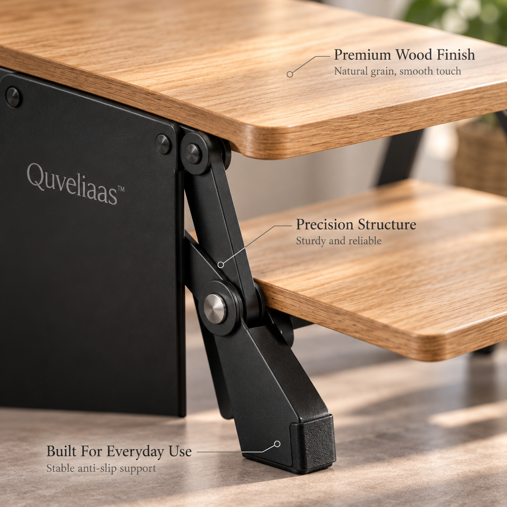 Quveliaas™ Folding Step Stool | Two-Step Design with Wood-Look Treads image 5