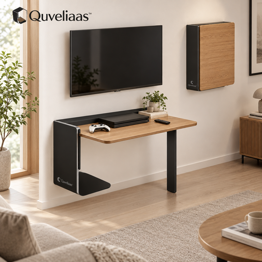 Quveliaas™ Wall-Mounted Folding Desk | Compact Wood-Look Workstation image 1