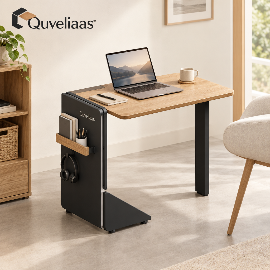 Quveliaas™ Foldable Mobile Desk with Side Storage image 1