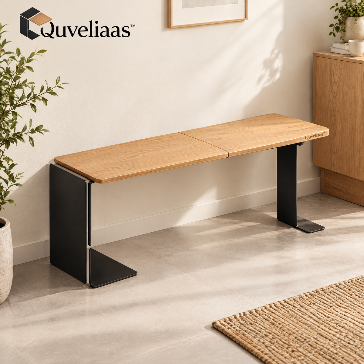 Quveliaas™ Foldable Two-Panel Writing Desk | Wood-Look Surface & Space-Saving Design image 1