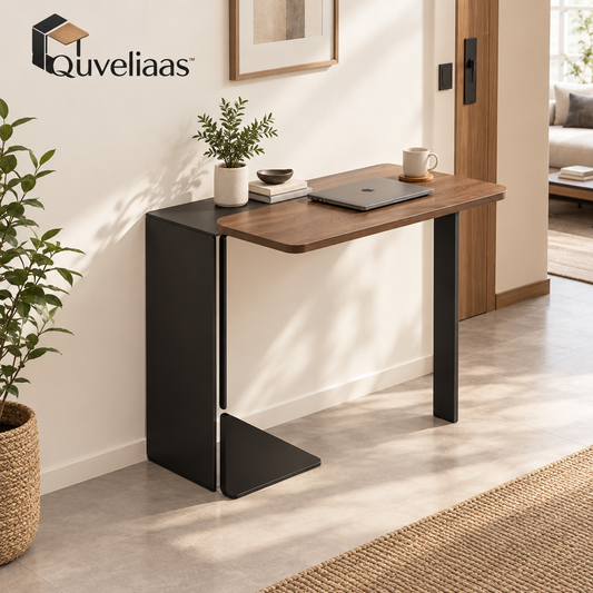 Quveliaas™ Foldable Writing Desk | Wood-Look Work Surface for Small Spaces image 1