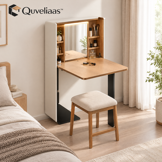 Quveliaas™ Wall-Mounted Fold-Down Desk with Shelves and Lighting image 1
