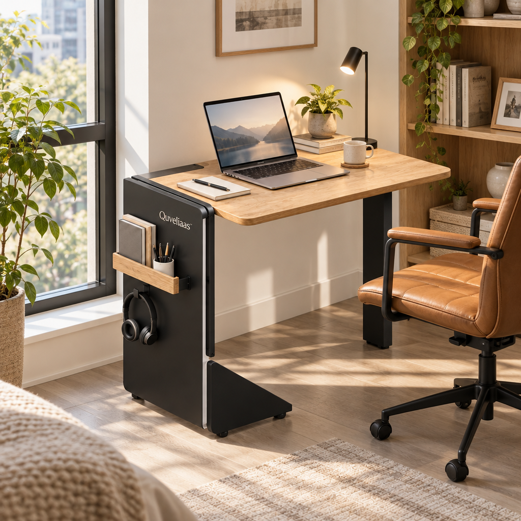 Quveliaas™ Foldable Mobile Desk with Side Storage image 2