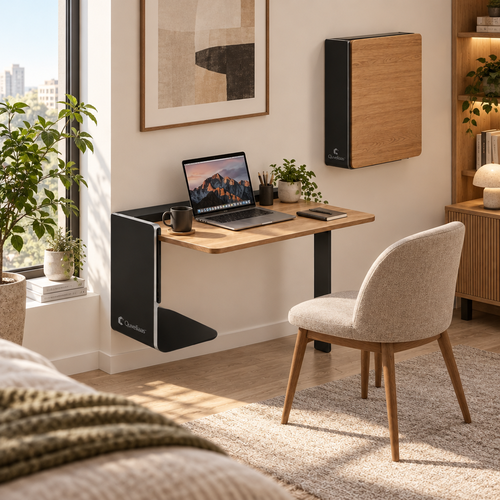 Quveliaas™ Wall-Mounted Folding Desk | Compact Wood-Look Workstation image 2