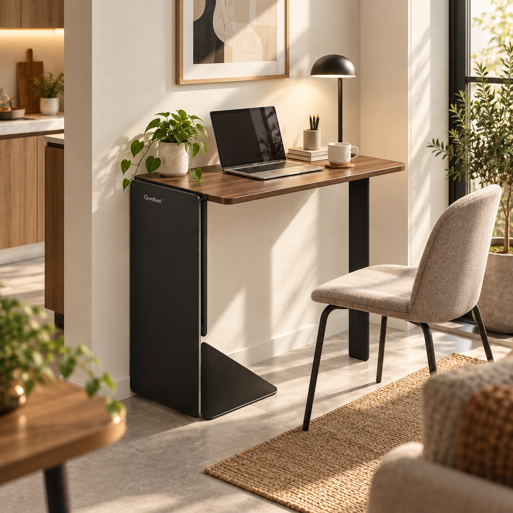 Quveliaas™ Foldable Writing Desk | Wood-Look Work Surface for Small Spaces image 2