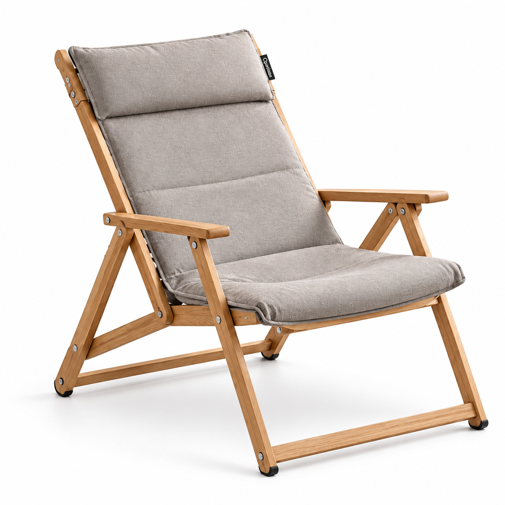 Quveliaas™ Foldable Lounge Chair | Cushioned Seat with Wood Frame image 3