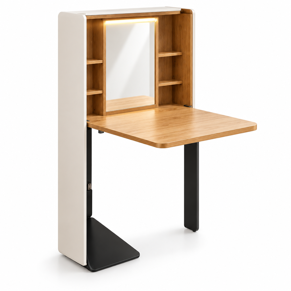 Quveliaas™ Wall-Mounted Fold-Down Desk with Shelves and Lighting image 3