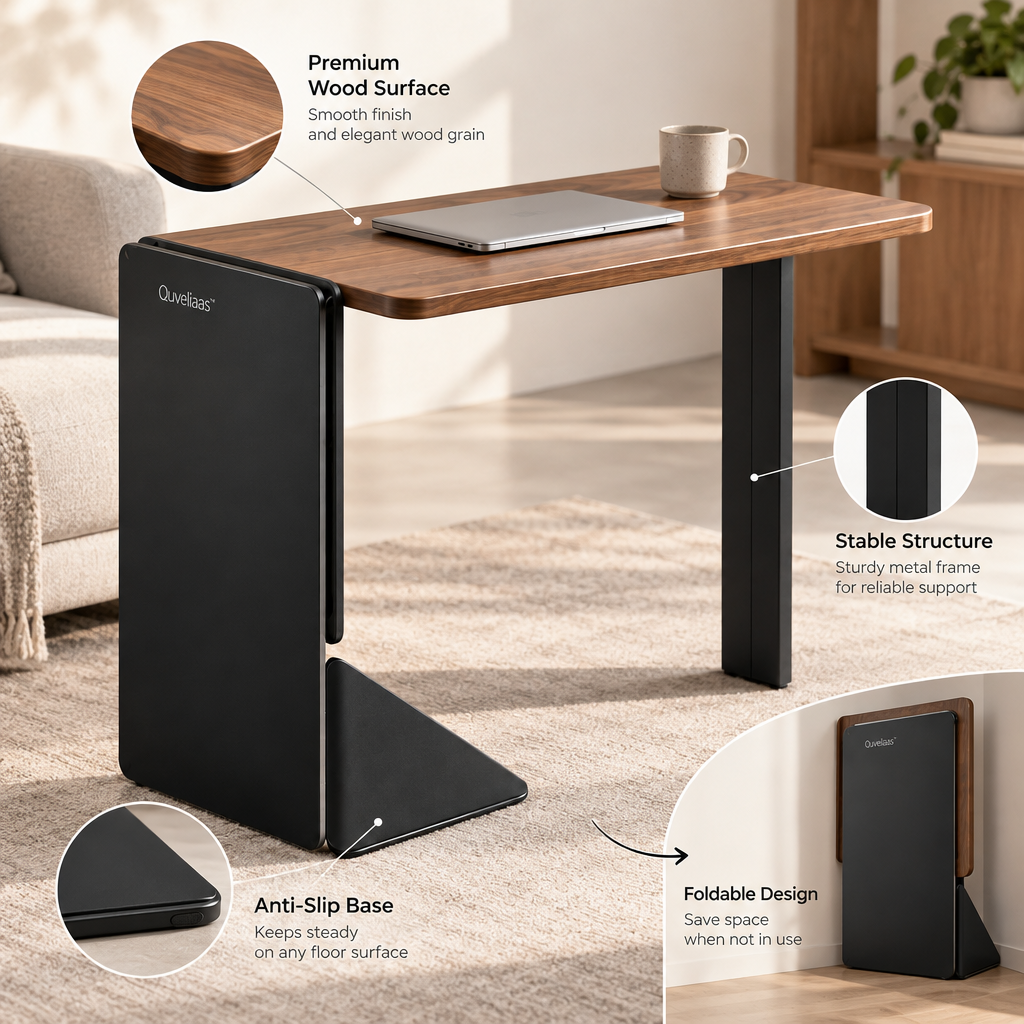 Quveliaas™ Foldable Writing Desk | Wood-Look Work Surface for Small Spaces image 4