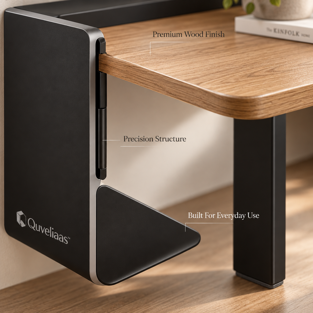 Quveliaas™ Wall-Mounted Folding Desk | Compact Wood-Look Workstation image 5