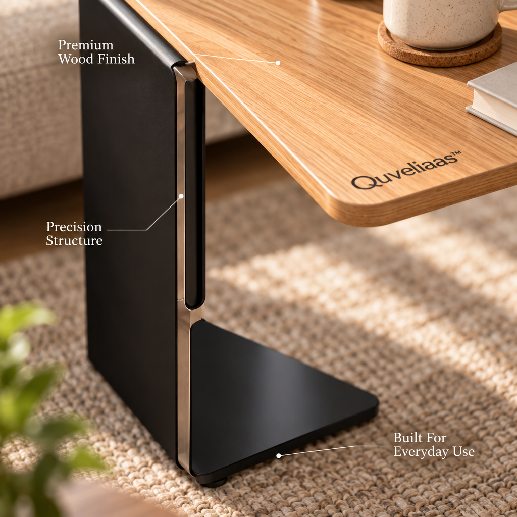 Quveliaas™ Foldable Sofa Side Table | Space-Saving Table with Wood-Look Top image 5