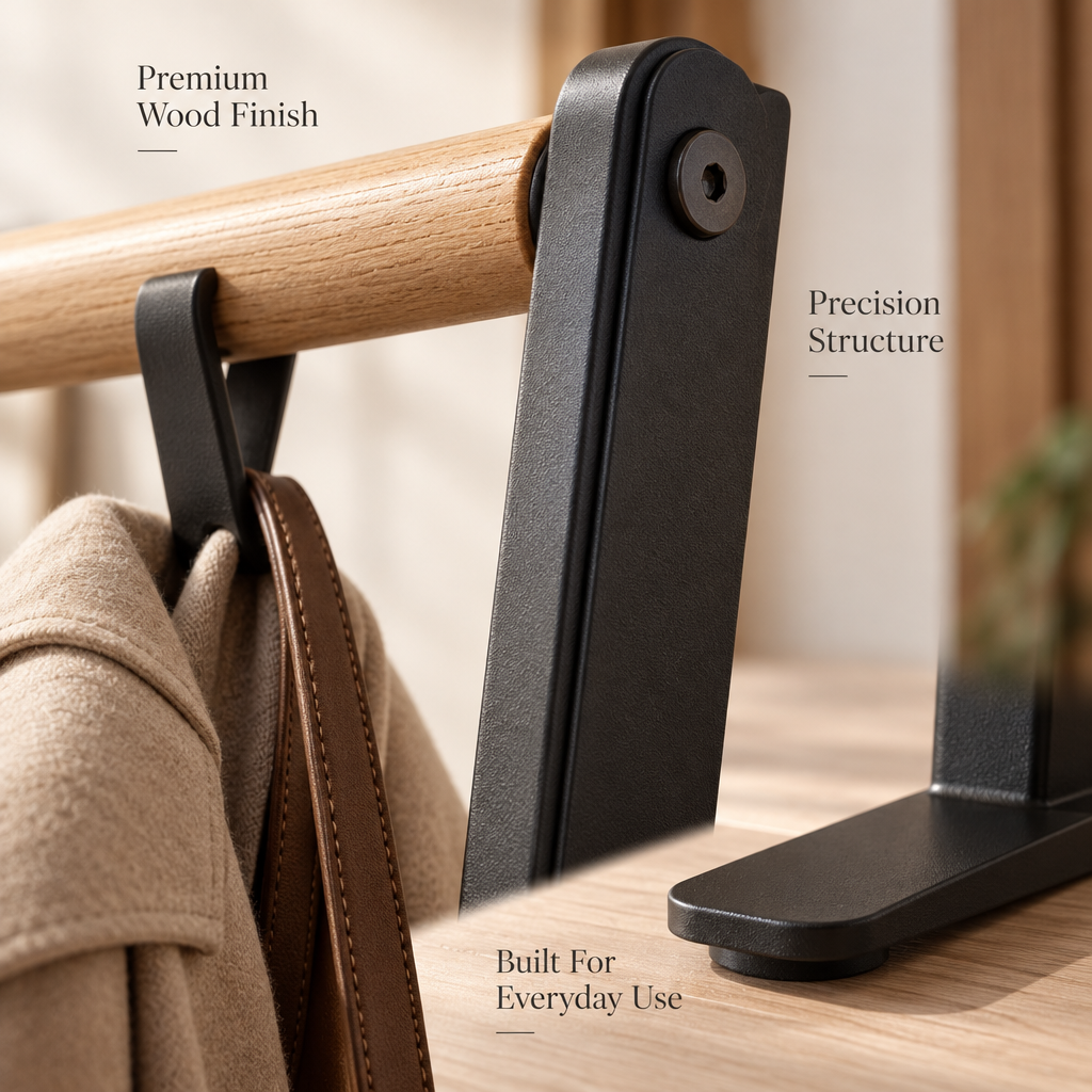 Quveliaas™ Foldable Garment Rack with Hanging Bars and Hooks image 5