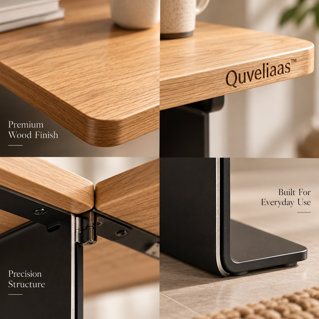 Quveliaas™ Foldable Two-Panel Writing Desk | Wood-Look Surface & Space-Saving Design image 5
