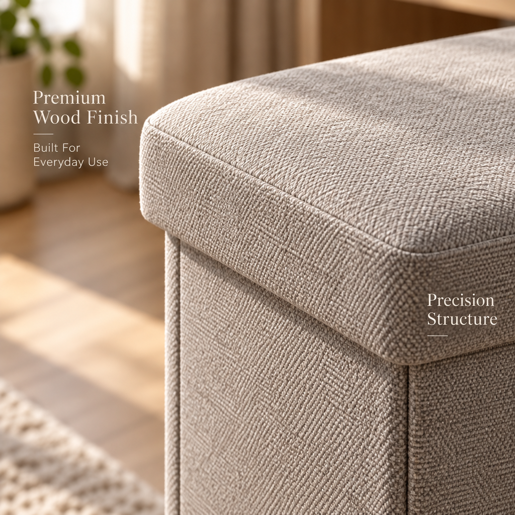 Quveliaas™ Folding Storage Ottoman | Cushioned Seat with Hidden Storage image 5