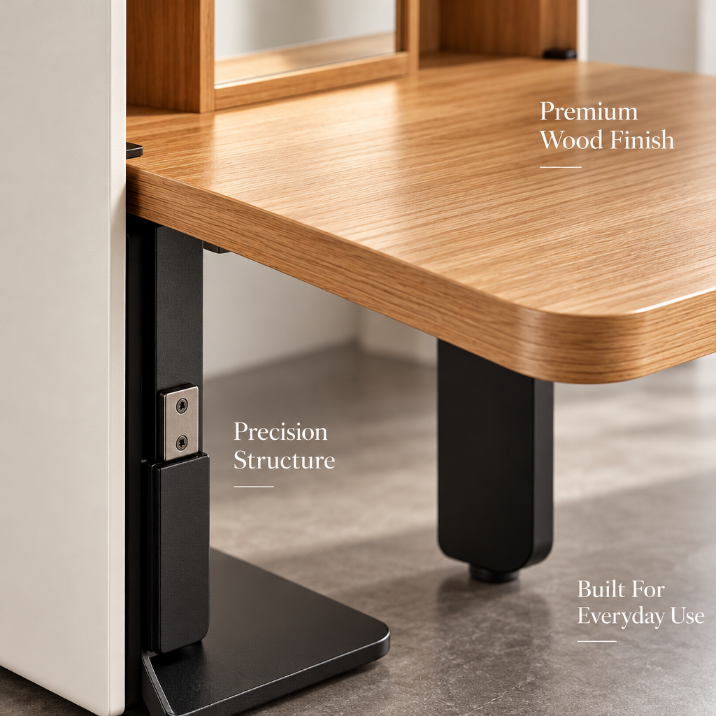Quveliaas™ Wall-Mounted Fold-Down Desk with Shelves and Lighting image 5